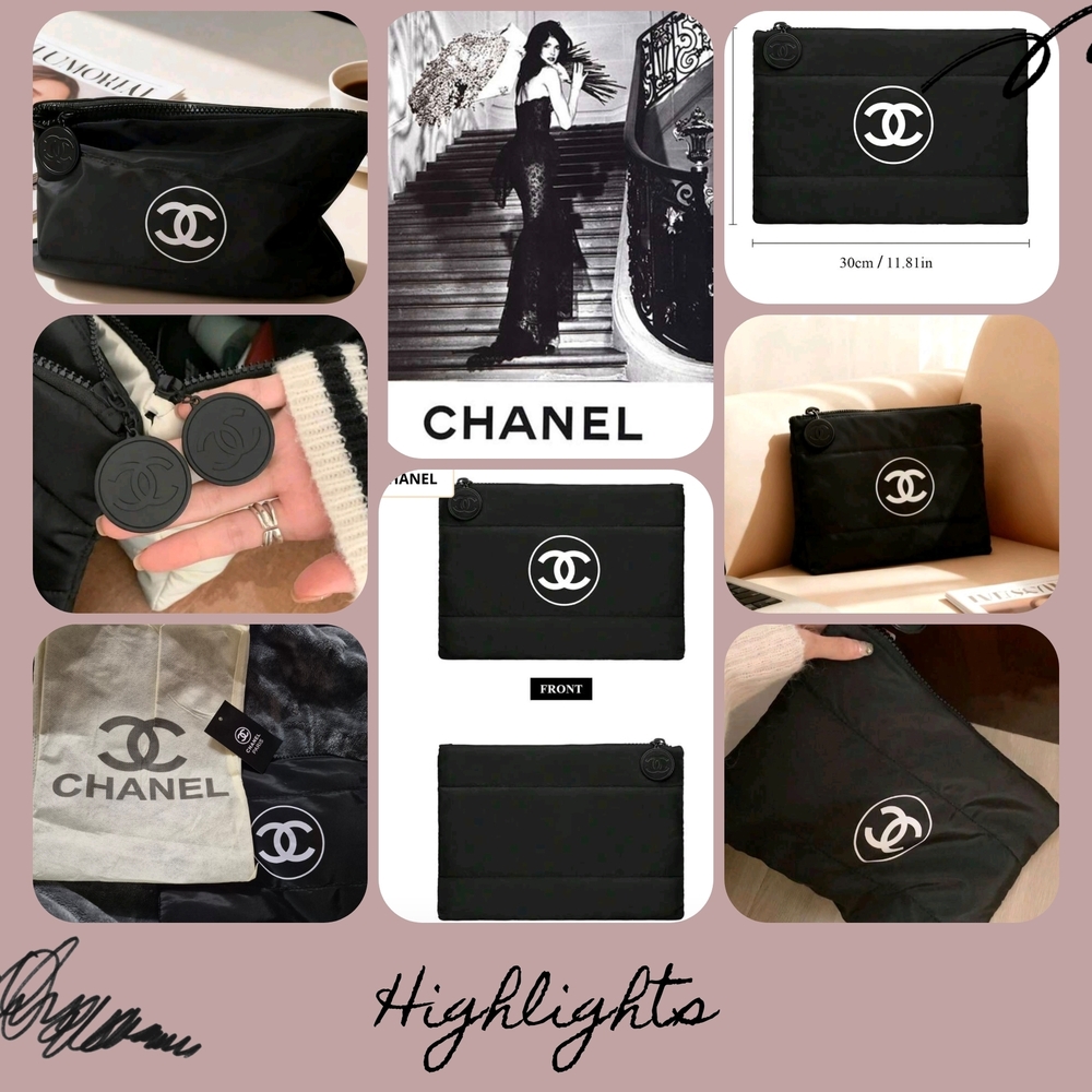 Chanel Black Nylon CC Logo Pouch
